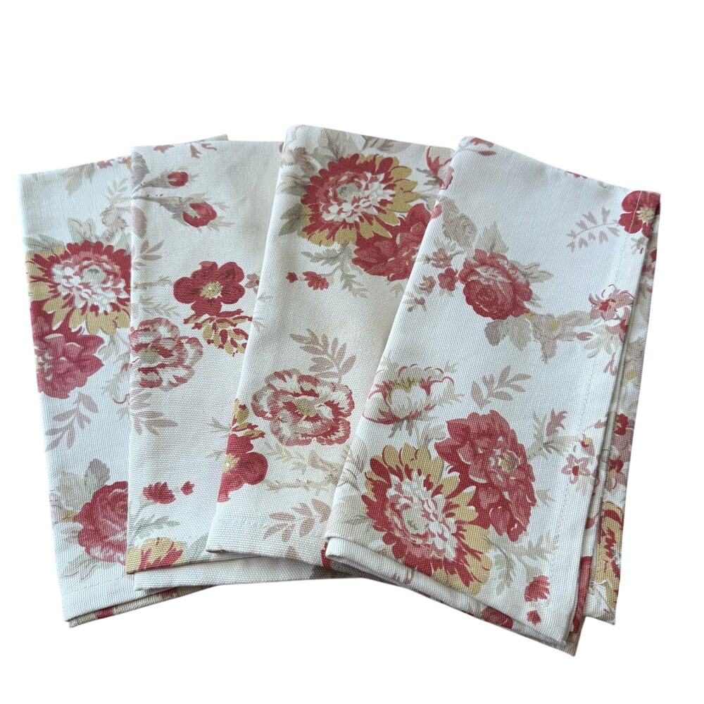 Waverly Norfolk Rose Garden Room Napkins Set of 4 Cottage Core Pink Flowers 20"